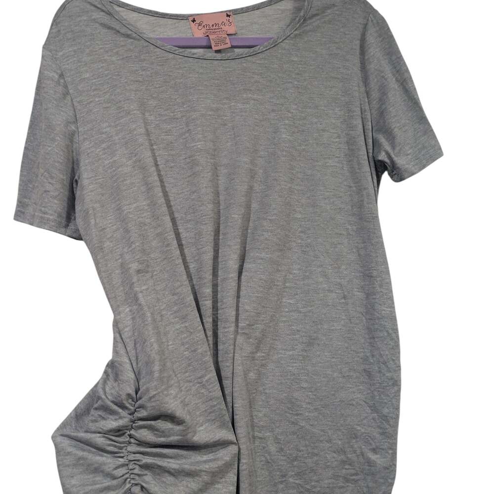 Emma's Expressions Maternity Grey Short Sleeve Ruched Side T-Shirt